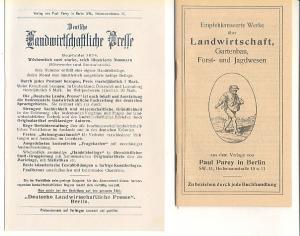 Bild des Verkufers fr Empfehlenswerte Werke ber Landwirtschaft, Gartenbau, Forst- und Jagdwesen. Verlagsprogramm 1912 zum Verkauf von Versandantiquariat Hsl