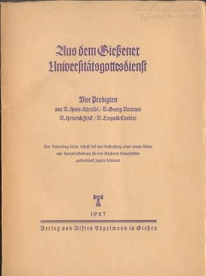 Seller image for Aus dem Gieener Universittsgottesdienst Vier Predigten for sale by Versandantiquariat Hsl