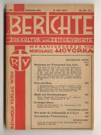 Bild des Verkufers fr Berichte zur Kultur- und Zeitgeschichte IV. Bd. Sechstes Jahr S. 497-640 Nr. 85-87 zum Verkauf von Versandantiquariat Hsl