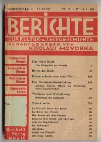 Bild des Verkufers fr Berichte zur Kultur- und Zeitgeschichte VI. Bd. Siebentes Jahr S. 1-288 Nr. 121-127 zum Verkauf von Versandantiquariat Hsl