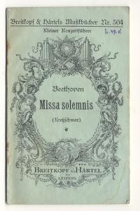 Missa solemnis Op.123. Einzelausgabe aus dem "Führer durch den Konzertsaal" von von Hermann Kretz...