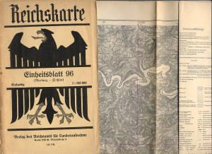 Bild des Verkufers fr Reichskarte (1 cm-Karte) 1:100.000 Einheitsblatt 96 (Marburg - Fritzlar) Ausgabe 1935 einfarbig zum Verkauf von Versandantiquariat Hsl