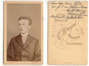 CDV Carte de Visite Foto Porträt Student Germania Leipzig 1884