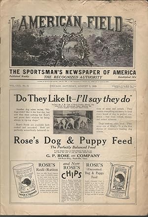 Imagen del vendedor de The American Field Sportsman's Journal; Volume CXII (62), No. 31: August 3, 1929 a la venta por Dorley House Books, Inc.