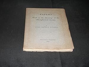 Immagine del venditore per Lord Arthur Russell Papers Read at the Meetings of the Metaphysical Society Privately Printed 1896 venduto da Provan Books