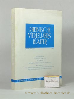 Rheinische Vierteljahrsblätter. Mitteilungen des Instituts für geschichtliche Landeskunde der Rhe...
