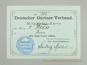 Mitglieder-Karte für das Jahr 1884 Nr.1805. für Herrn W. Weiss, Bonn.