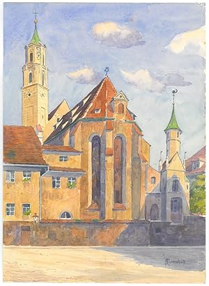 AUGSBURG. - St. Anna. Ansicht der Chorseite von St. Anna, links der Kirchturm, rechts Kapelle.
