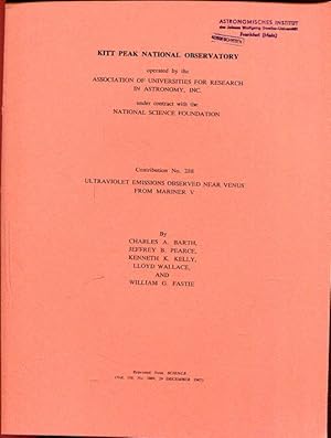 Imagen del vendedor de ULTRAVIOLET EMISSIONS OBSERVED NEAR VENUS FROM MARINER V. Contribution No. 288. a la venta por Antiquariat am Flughafen