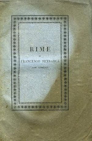 Seller image for RIME DI FRANCESCO PETRARCA, VOLUME I, PARTE II for sale by Le-Livre