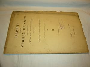 Bild des Verkufers fr Berichte ber die Verhandlungen der Schsischen Akademie der Wissenschaften zu Leipzig, mathematisch-physische Klasse, 92. Band, 1940, II. Mit 12 Figuren zum Verkauf von Antiquariat im Kaiserviertel | Wimbauer Buchversand