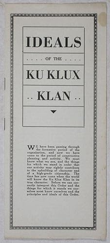 Ideals of the Ku Klux Klan by Ku Klux Klan: vg Softcover (1920 