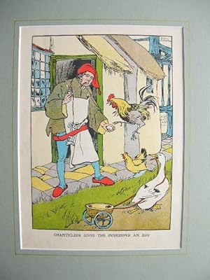 "Chanticleer gives the Innkeeper an egg". (Chanticleer and Partlet). //