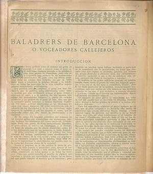 Bild des Verkufers fr Baladrers de Barcelona o voceadores callejeros zum Verkauf von Libreria Sanchez