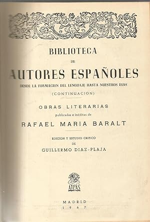 Imagen del vendedor de Obras literarias de Rafael Maria Baralt a la venta por Libreria Sanchez