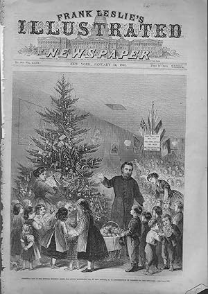 Immagine del venditore per ENGRAVING: "Christmas Day at the Howard mission--Home for Little Wanderers, No. 97 New Bowery, New York". .engraving from Frank Leslie's Illustrated Newspaper, January 12, 1867 venduto da Dorley House Books, Inc.