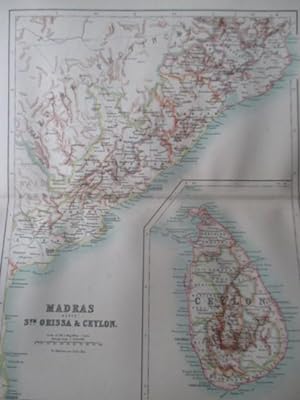 Map of Madras (north), South Orissa and Ceylon from the Atlas of India