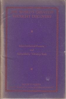 Bild des Verkufers fr Mass-Intellectual-Pressure and Alpha-Matho Vibratory Scale, with the Calendar for 1926 - SCARCE zum Verkauf von Monroe Bridge Books, MABA Member