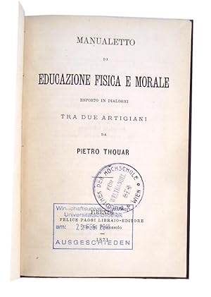 Seller image for Manualetto di educazione fisica e morale eposto in dialoghi tra due artigiani. for sale by erlesenes  Antiquariat & Buchhandlung
