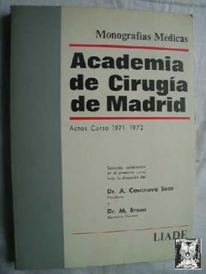Seller image for ACADEMIA DE CIRUGA DE MADRID. ACTAS CURSO 1971-1972 for sale by Librera Maestro Gozalbo