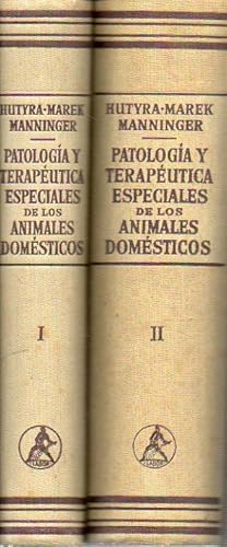 Image du vendeur pour PATOLOGA Y TERAPUTICA ESPECIALES DE LOS ANIMALES DOMSTICOS. 2 vols. I. ENFERMEDADES INFECCIOSAS. Con 278 grabados en texto y 14 lminas en color. II. ENFERMEDADES DE LOS RGANOS. Con 461 grabados en el texto y 7 lminas en color. 1 edicin espaola. mis en vente par angeles sancha libros