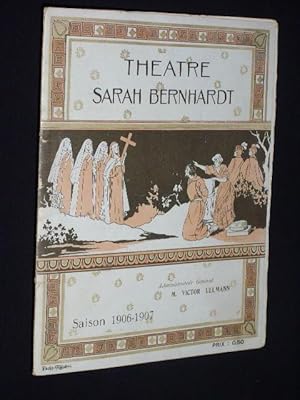 Image du vendeur pour Programme Theatre Sarah Bernhardt 1906. Urauffhrung LA VIERGE D'AVILA de M. Catulle Mendes. Musique: Reynaldo Hahn, decors: M. Paquereau. Mit Sarah Bernhardt, Blanche Dufrene, Jane Mea, Mmes. Ventura, Seylor, Boulanger, M. Henry Krauss, Maury mis en vente par Fast alles Theater! Antiquariat fr die darstellenden Knste