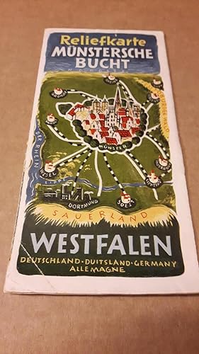 Reliefkarte Münstersche Bucht - Westfalen - Deutschland - Reisewege nach Westfalen - herausgegebe...