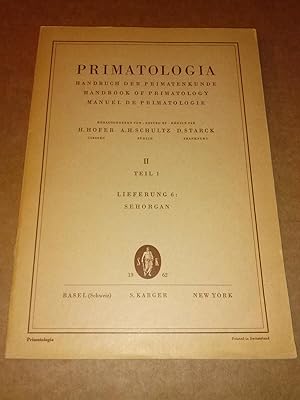 Bild des Verkufers fr Primatologia - Handbuch der Primatenkunde - Handbook of Primatology - Manuel de Primatologie - II, Teil 1, Lieferung 6: Sehorgan - herausgegeben von H. Hofer Frankfurt, A.H. Schultz Zrich, D. Starck Frankfurt - Stempel: DAW Institute Medizin und Biologie Berlin ZBI zum Verkauf von GAENSAN Versandantiquariat