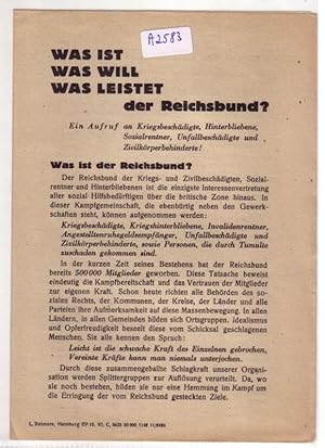 Flugblatt - Was ist  Was will  Was leistet der Reichsbund  Ein Aufruf an Kriegsbeschädigte, Hinte...