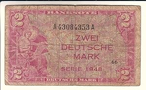 Banknote A43084353 A - Zwei Deutsche Mark Serie 1948 - bez. mit 66 - rötlich
