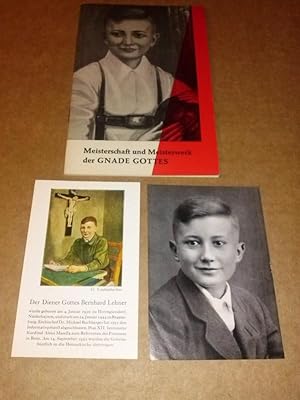 Bild des Verkufers fr Meisterschaft und Meisterwerk der Gnade Gottes - Wesen und Sinn des Lebensbildes und Lebens des Dieners Gottes Bernhard Lehner von Herrngiersdorf - Versuch einer Deutung von seinem Heimatpfarrer Max Gsdl, Semerskirchen - Umschlagbild: Nach einem Gemlde von Arno Heyl, Kln - anbei kl. Andachtsbild (farbig) mit Frontill. + Text+Gebet auf der Rckseite - anbei kl. Andachtsbild (s/w) mit Frontill. + Text+Gebet auf der Rckseite - also insgesamt 3 Artikel zum Verkauf von GAENSAN Versandantiquariat