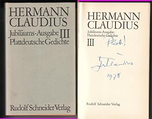 Jubiläums-Ausgabe: Plattdeutsche Gedichte III. // Auf der Titelseite hat der Autor eine Signatur ...
