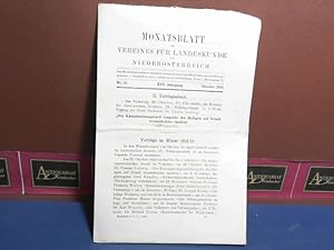 Imagen del vendedor de Monatsblatt des Vereines fr Landeskunde von Niedersterreich. XVII. Jg. Oktober.1918, Nr. 10 a la venta por Antiquariat Deinbacher