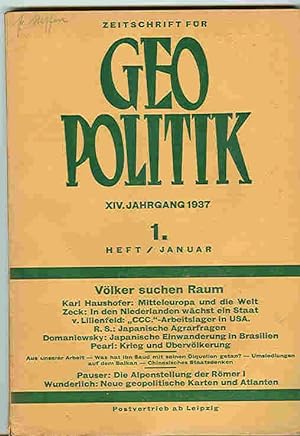 Zeitschrift für GEOPOLITIK XIV. Jahrgang 1-12 , 1937 ---