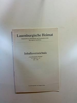 Bild des Verkufers fr Lauenburgische Heimat Inhaltsverzeichnis Heft 129 - 133. 1991 - 1992. zum Verkauf von ANTIQUARIAT Franke BRUDDENBOOKS