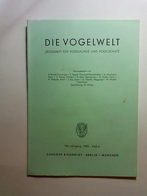 Bild des Verkufers fr Die Vogelwelt. Zeitschrift fr Vogelkunde und Vogelschutz. 104. Jg. 1983, Heft 4. zum Verkauf von ANTIQUARIAT Franke BRUDDENBOOKS