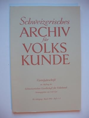 Imagen del vendedor de Schweizerisches Archiv fr Volkskunde. Vierteljahresschrift. 88. Jahrgang. Heft 1 - 2. a la venta por Antiquariat Puderbach