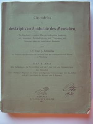 Imagen del vendedor de Grundriss der deskriptiven Anatomie des Menschen. III. Abteilung. Die Gefsslehre, die Nervenlehre und die Lehre von den Sinnesorganen des Menschen. a la venta por Antiquariat Puderbach