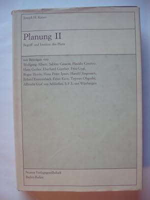 Planung II. Begriff und Institut des Plans