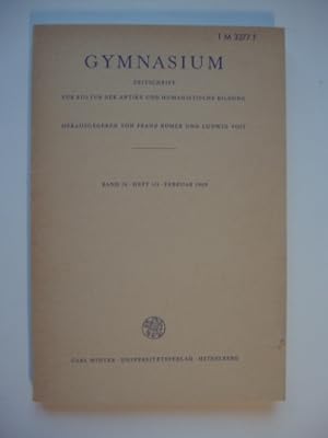 Seller image for Gymnasium. Zeitschrift fr Kultur der Antike und humanistische Bildung. Band 76, Heft 1/2. Februar 1969. for sale by Antiquariat Puderbach