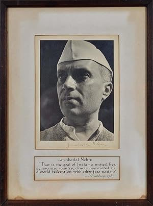 Photograph signed by Jawaharlal Nehru.