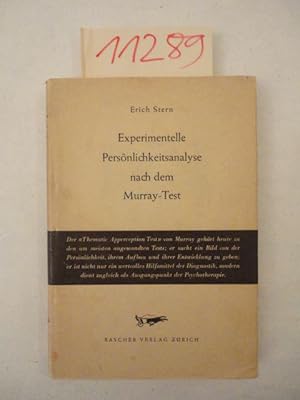 Bild des Verkufers fr Experimentelle Persnlichkeitsanalyse nach dem Murray-Test (T.A.T.) Beschreibung, Anwendung, Interpretation und diagnostische Bedeutung * m i t O r i g i n a l - S c h u t z u m s c h l a g zum Verkauf von Galerie fr gegenstndliche Kunst