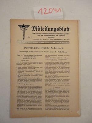 Seller image for Mitteilungsblatt des Bundes National-Sozialistischer Deutscher Juristen und des Reichsrechtsamtes der NSDAP zum Heft 11/12 "Deutsches Recht", 5.Jahrgang 1935 for sale by Galerie fr gegenstndliche Kunst