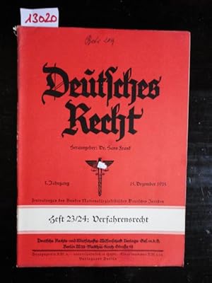 Seller image for Deutsches Recht, 5. Jahrgang 1935, Heft 23/24: Verfahrensrecht. 15. Dezember 1935. Zentralorgan des NS.-Rechtswahrerbundes Dieses Buch wird von uns nur zur staatsbrgerlichen Aufklrung und zur Abwehr verfassungswidriger Bestrebungen angeboten (86 StGB) for sale by Galerie fr gegenstndliche Kunst