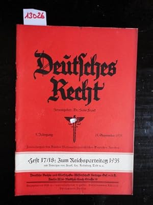 Seller image for Deutsches Recht, 5. Jahrgang 1935, Heft 17/18: Zum Reichsparteitag 1935. 15. September 1935. Zentralorgan des NS.-Rechtswahrerbundes for sale by Galerie fr gegenstndliche Kunst