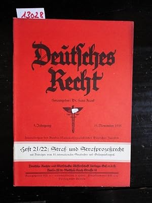 Seller image for Deutsches Recht, 5.Jahrgang 1935, Heft 21/22 vom 15.November 1935: Straf- und Strafprozrecht / Zentralorgan des NS.-Rechtswahrerbundes for sale by Galerie fr gegenstndliche Kunst