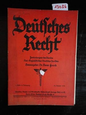 Seller image for Deutsches Recht, 5.Jahrgang 1935, Heft 1 / 10. Januar 1935. Zentralorgan des NS.-Rechtswahrerbundes for sale by Galerie fr gegenstndliche Kunst