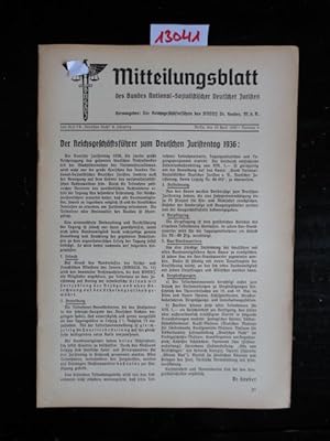 Seller image for Mitteilungsblatt des Bundes National-Sozialistischer Deutscher Juristen und des Reichsrechtsamtes der NSDAP zum Heft 7/8 "Deutsches Recht", 6.Jahrgang 1936 Dieses Buch wird von uns nur zur staatsbrgerlichen Aufklrung und zur Abwehr verfassungswidriger Bestrebungen angeboten (86 StGB) for sale by Galerie fr gegenstndliche Kunst