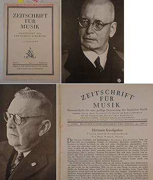 Imagen del vendedor de Zeitschrift fr Musik. Monatsschrift fr eine geistige Erneuerung der deutschen Musik, gegrndet 1834 als "Neue Zeitschrift fr Musik" von Robert Schumann. Heft 2Februar 1943, 110. Jahrgang a la venta por Galerie fr gegenstndliche Kunst