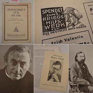 Imagen del vendedor de Zeitschrift fr Musik. Monatsschrift fr eine geistige Erneuerung der deutschen Musik, gegrndet 1834 als "Neue Zeitschrift fr Musik" von Robert Schumann. Heft 5 Mai 1941 "Musik der Niederlande" , 108. Jahrgang * mit 2 Broschren (je 20 Seiten) " O r c h e s t e r w e r k e H a n s V o g t / Werkverzeichnis" und "Max Reger im Verlag C.F. Peters Leipzig" a la venta por Galerie fr gegenstndliche Kunst